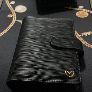 Black Leather Textured Binder by SimpleShopz with Gold Heart Accent